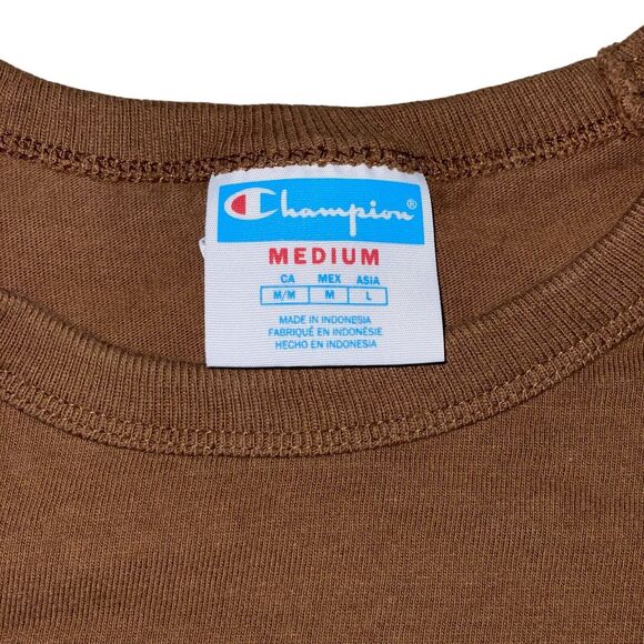 Champion Men’s Cotton Phys. Ed Short Sleeve Shirt Size‎ Medium Brown - Picture 4 of 7
